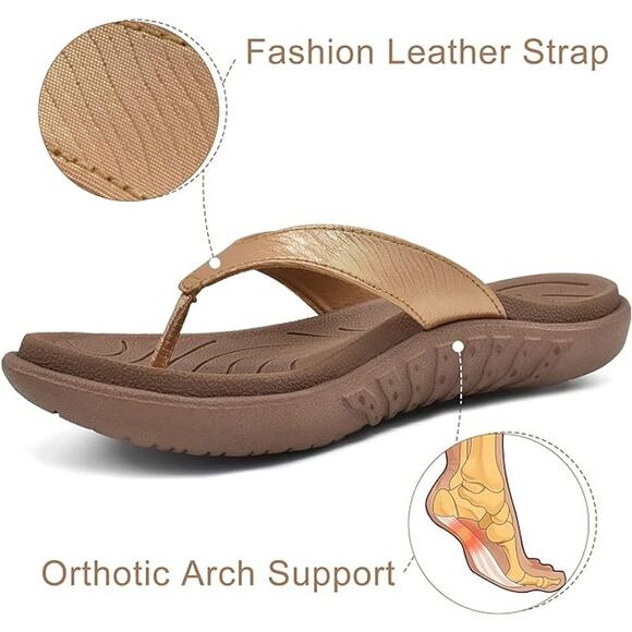 jiajiale Wome Fashion Orthotic Flip Flops /Slip On Yoga Mat Thong Sandals - Picture 4 of 8